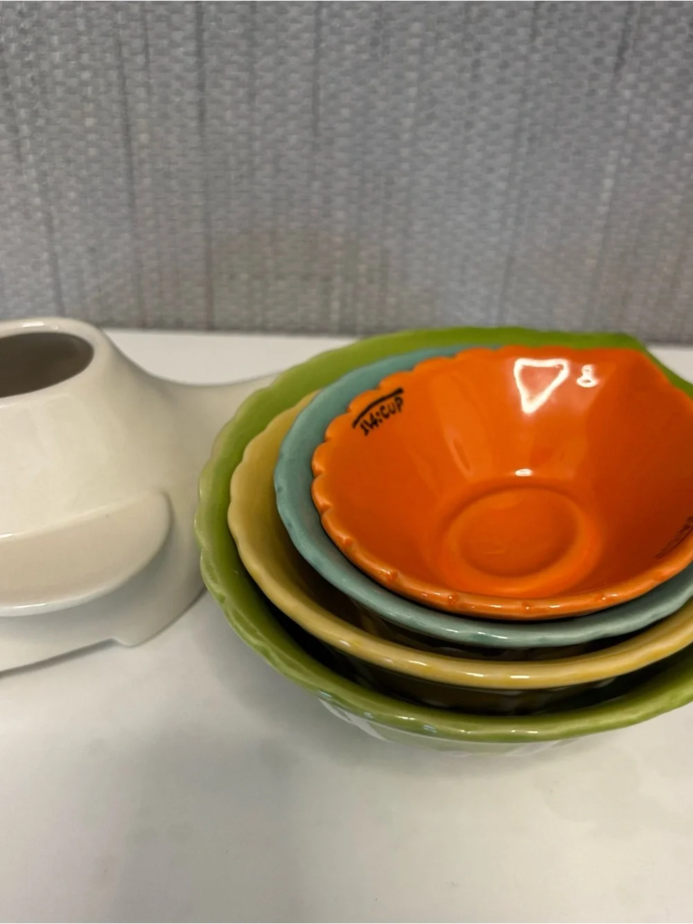 Vintage Pier 1 Ceramic Turtle Nesting Measuring Cups Set of 5 Baking Cooking